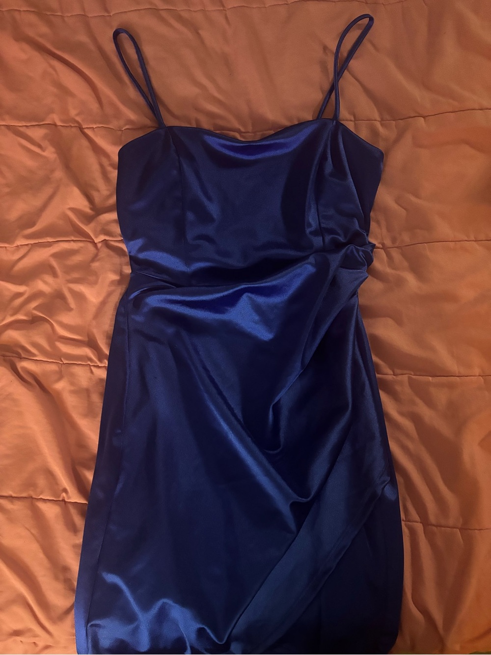 Windsor Royal Blue Satin Spaghetti Strap Mini Dress